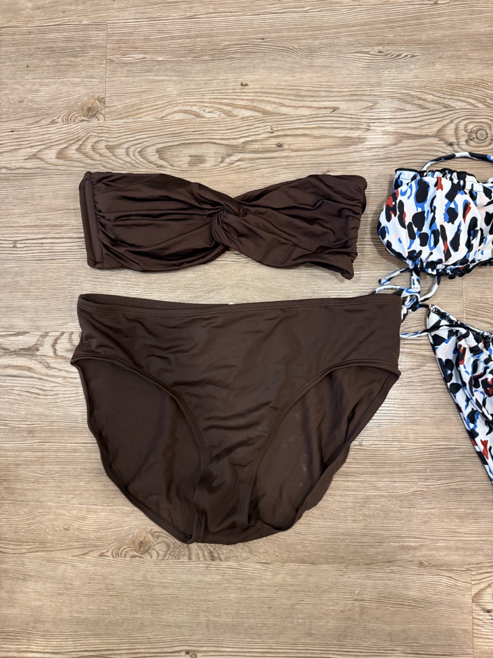 Chocolate Brown Bandeau High Waisted Bikini Set Medium